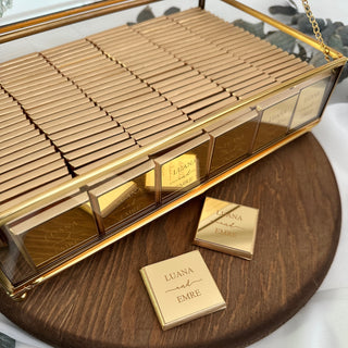 Gold Glass Box Engagement Chocolates
