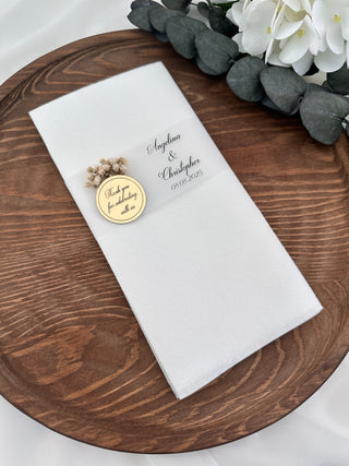 Personalized Wedding Napkin – Elegant Custom Favor with Guest Message