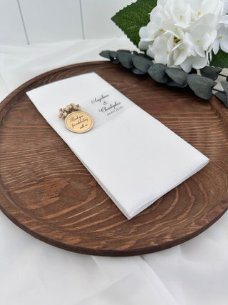 Personalized Wedding Napkin – Elegant Custom Favor with Guest Message