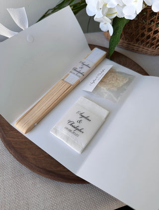 Personalized Wedding Bag, Hand Fan, Rice, Tears of Joy, All-Inclusive Kit