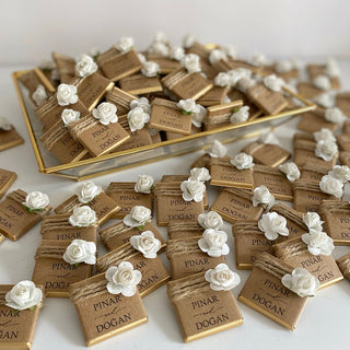 Personalised White Flower Head Chocolate Neapolitans