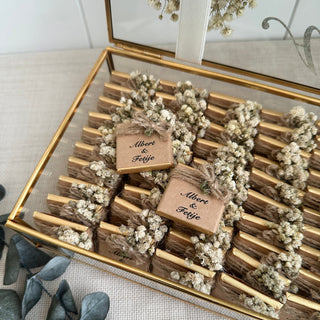 Rustic Favors Personalized Chocolate in Glass Box