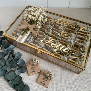 Rustic Favors Personalized Chocolate in Glass Box