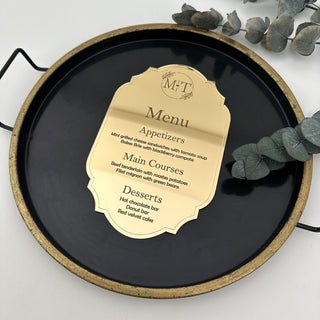Personalized Acrylic Menu, Elegant Table Decor for Weddings, Events or Special Dinners