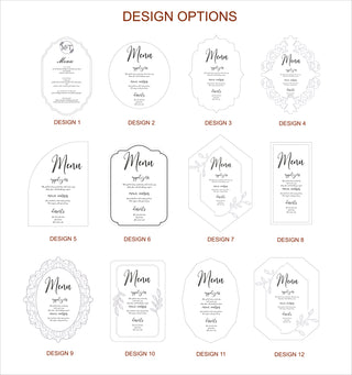 Personalized Acrylic Menu, Elegant Table Decor for Weddings, Events or Special Dinners
